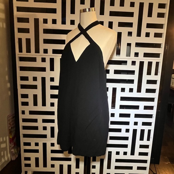 Revolve Chic Black Dress by Superdown EUC MEDIUM halter swing M mini - Picture 12 of 16